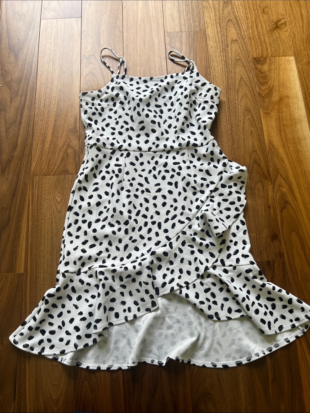 Bar III White Mini Dress with Black Spot Print